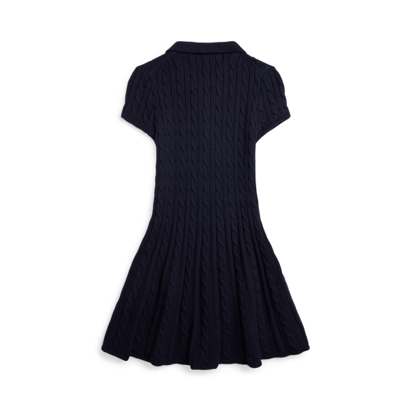 Robe-pull Polo en coton torsad&eacute; Girls 7-14 Years en Bleu marine/Cr&egrave;me 3