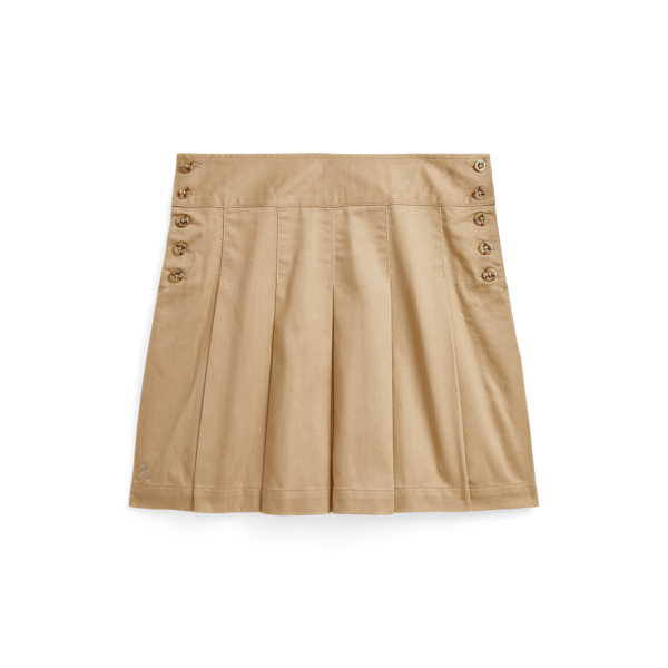 Cotton Twill Pleated Skirt