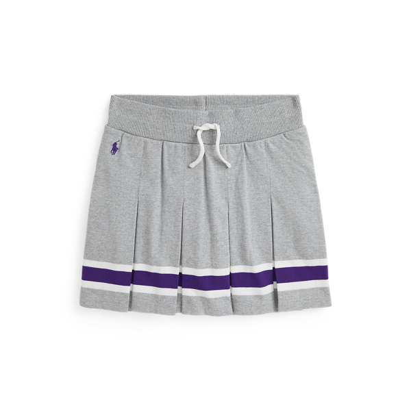 Striped Pleated Cotton Jersey Skort