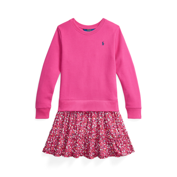 Floral Woven-Skirt Fleece Dress
