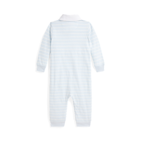Детский комбинезон Ralph Lauren Striped Cotton Jersey Rugby Coverall, цвет: Синий разноцветный