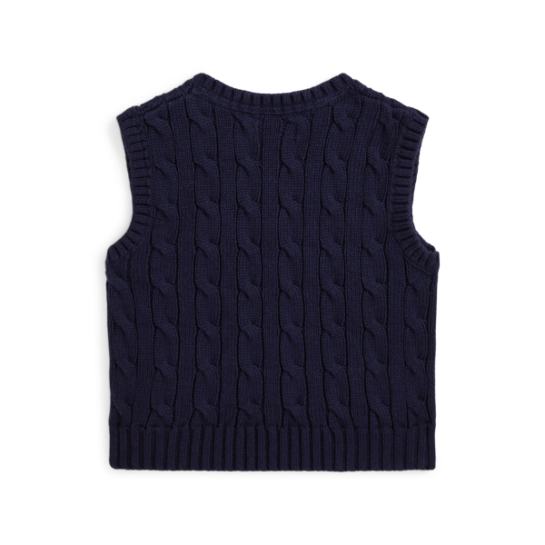 Cable Knit Cotton Jumper Waistcoat for Baby Boy Ralph Lauren UK