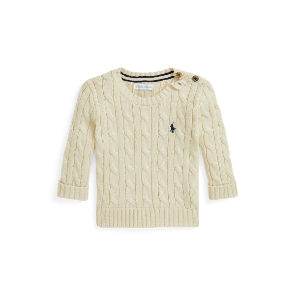 Ralph lauren white cable knit sweater shop