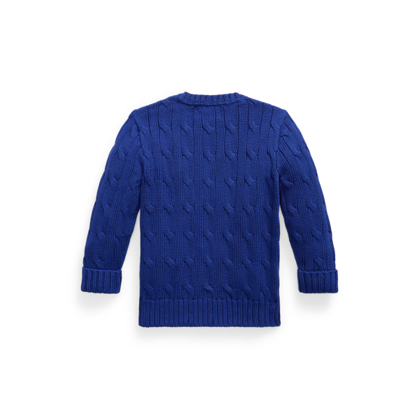 Cable-Knit Cotton Sweater Baby Boy en Azur classique 2