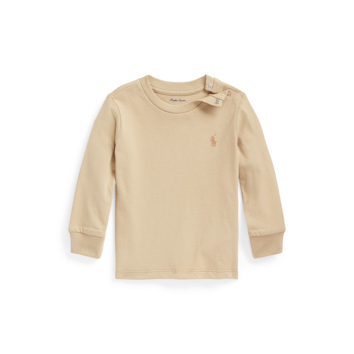 Детская футболка Ralph Lauren Cotton Jersey Long-Sleeve, цвет: Хаки — фото 3