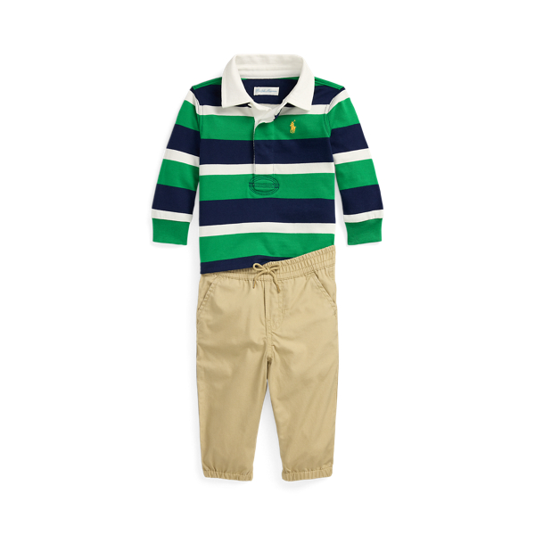 Jersey Rugby Shirt & Poplin Pant Set