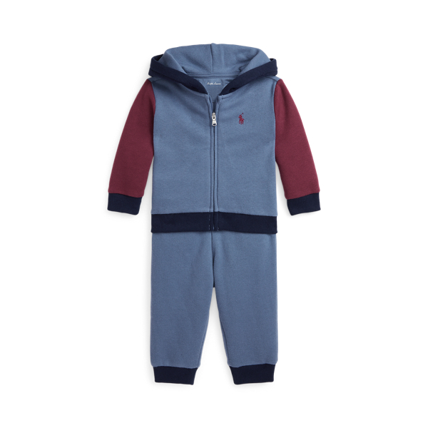 Color-Blocked Fleece Hoodie & Pant Set