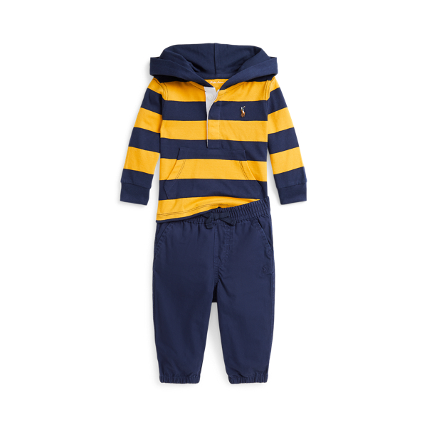 Cotton Hooded Rugby Shirt & Pant Set