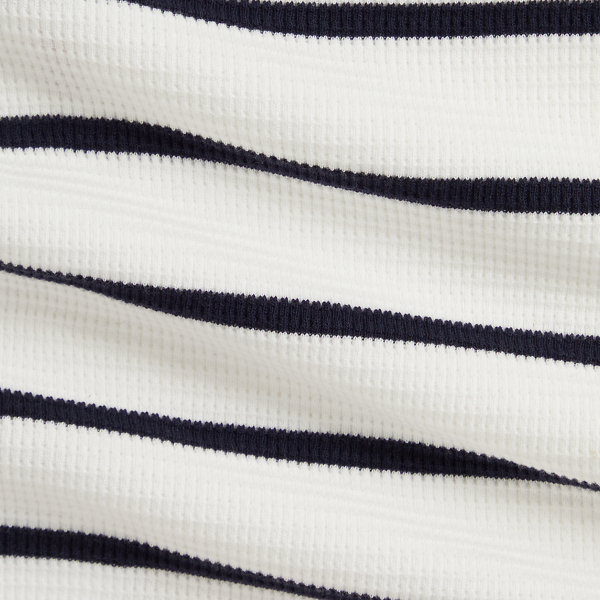 Striped Waffle Cotton Long-Sleeve Tee