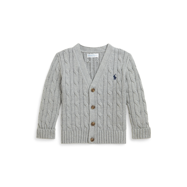 Cable-Knit Cotton V-Neck Cardigan