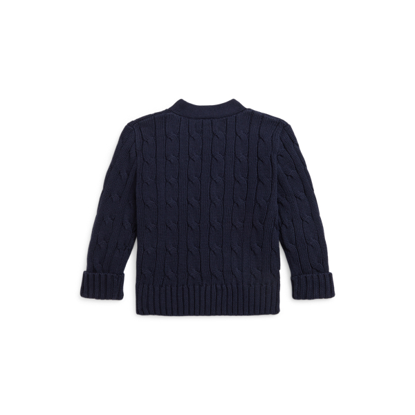 [폴로] Cable-Knit Cotton V-Neck Cardigan