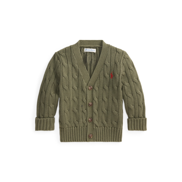 Cable-Knit Cotton V-Neck Cardigan