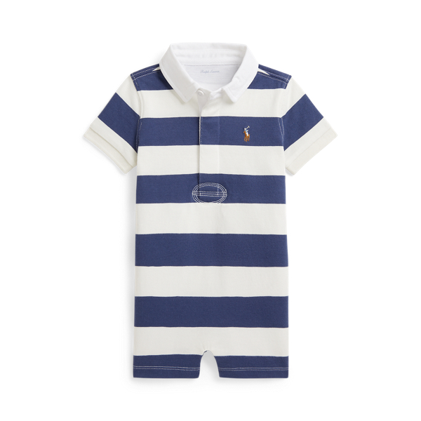 Combishort rugby ray&eacute; en jersey de coton Baby Boy en 1
