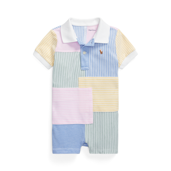 Patchwork-Polo-Sommerstrampler aus Piqu&eacute;