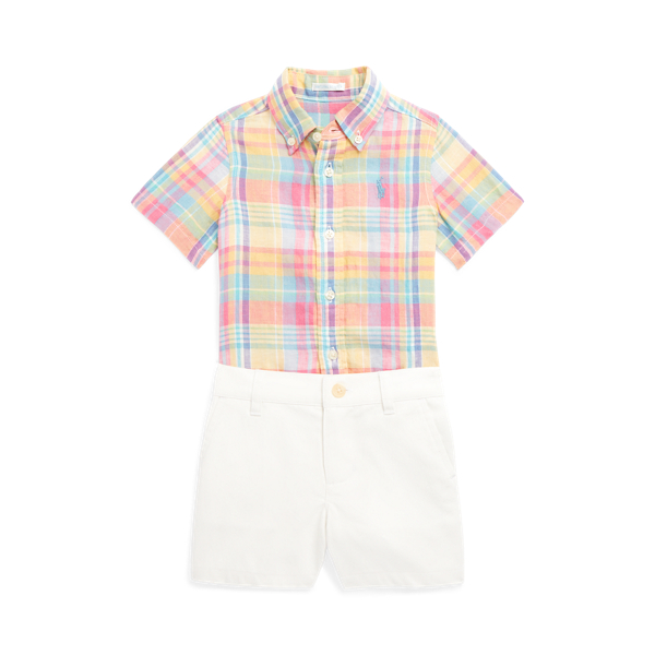 Camicia scozzese in lino e short chino