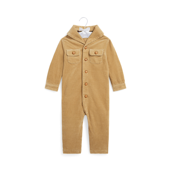 Stretch Corduroy Shawl-Collar Coverall