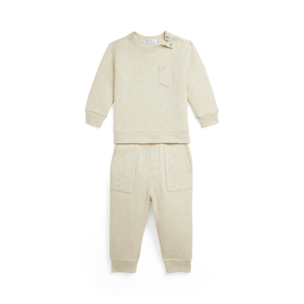 Waffle-Trim Sweatshirt & Jogger Pant Set