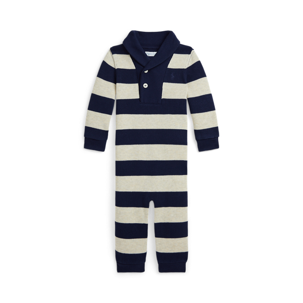 French Rib Cotton Shawl Collar Coverall for Baby Boy Ralph Lauren UK