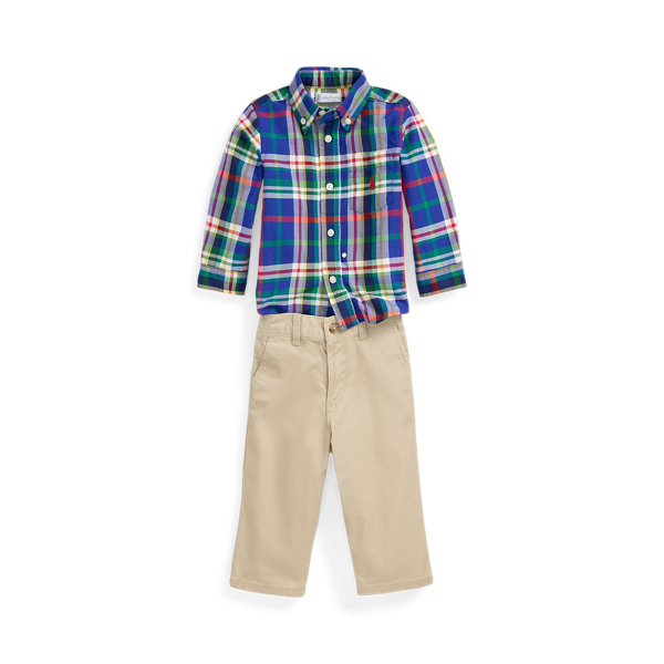 Plaid Oxford Shirt &amp; Chino Trouser Set