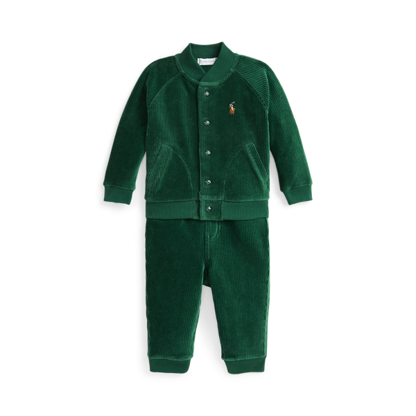 Knit Corduroy Baseball Jacket & Pant Set