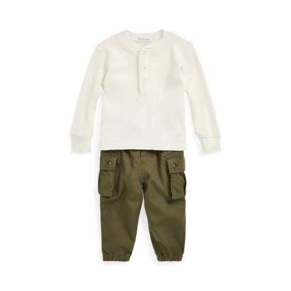 Nevis Waffle Henley Shirt & Ripstop Cargo Pant Baby Boy 1