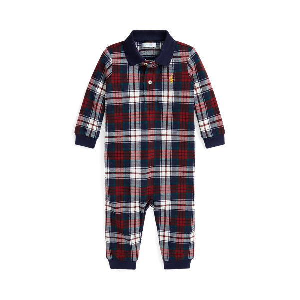 Ski Tartan Plaid Cotton Mesh Polo Coverall Baby Boy 1