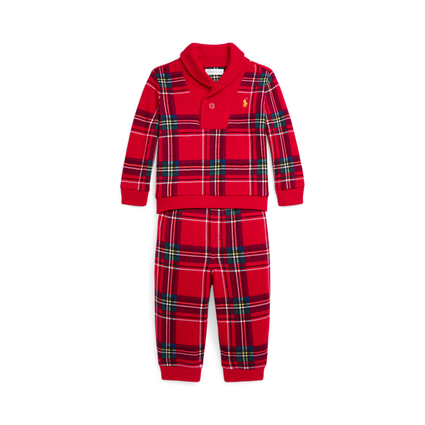 Plaid Fleece Pullover & Jogger Pant Set