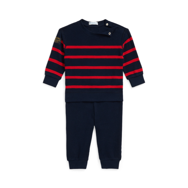 RL Navy/RL2000 Red Striped Waffle Tee & Pant Set Baby Boy 1