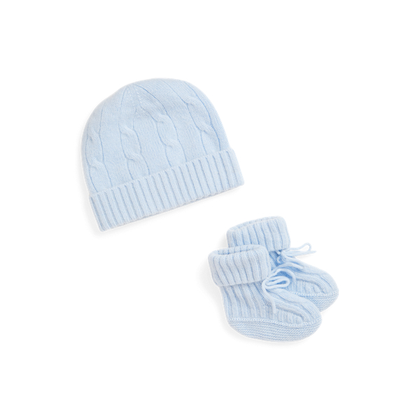 Kaschmirmütze und Babyschuhe im Set