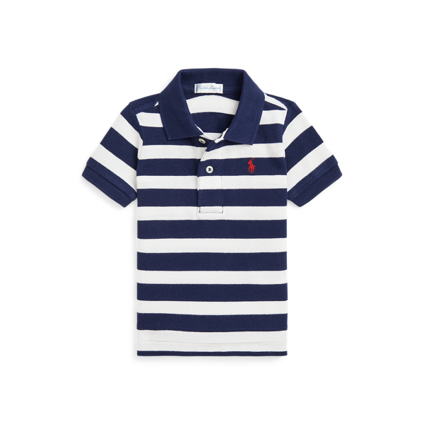 Striped Cotton Mesh Polo Shirt