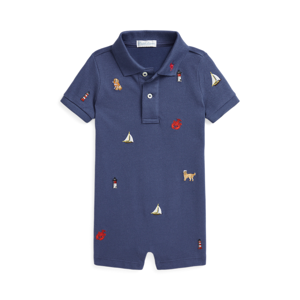 Cotton mesh polo shortall sales