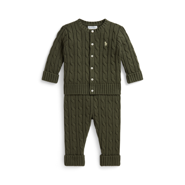 Cable-Knit Cotton Cardigan & Trousers Baby 1