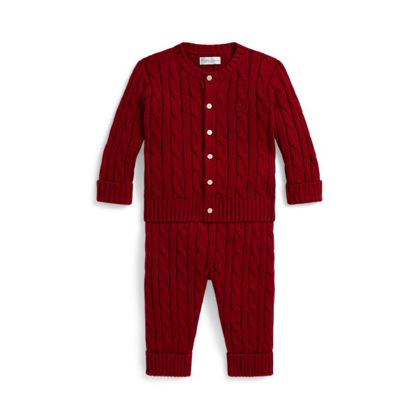 Cable-Knit Cotton Cardigan & Pant