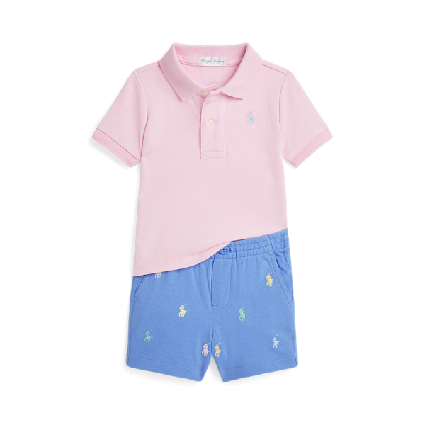 Polo de piqu&eacute; de algod&oacute;n y pantal&oacute;n 