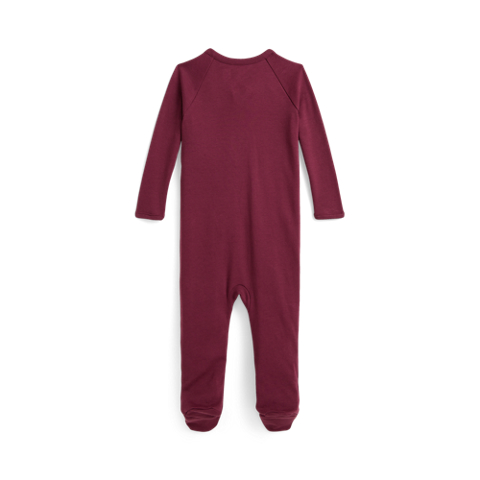 Детский комбинезон Ralph Lauren Cotton Interlock Footed Coverall, цвет: Баклажановый