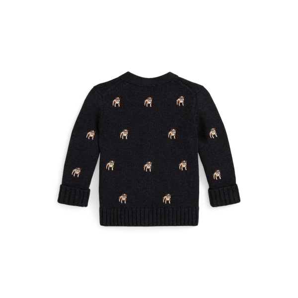 Dog-Embroidered Cotton Cardigan