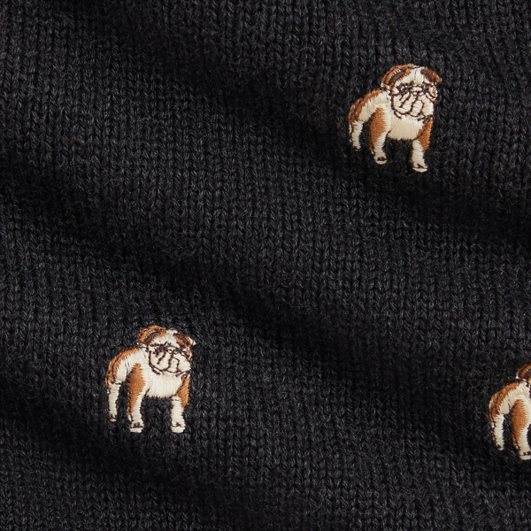 Dog-Embroidered Cotton Cardigan