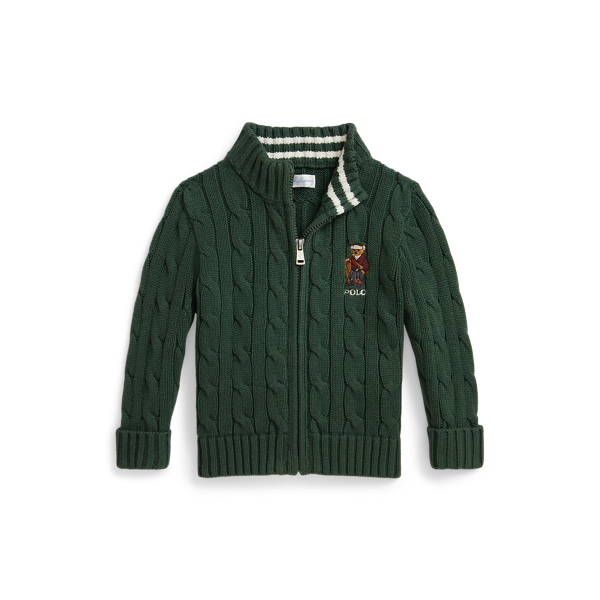Polo Bear Cotton Full-Zip Sweater