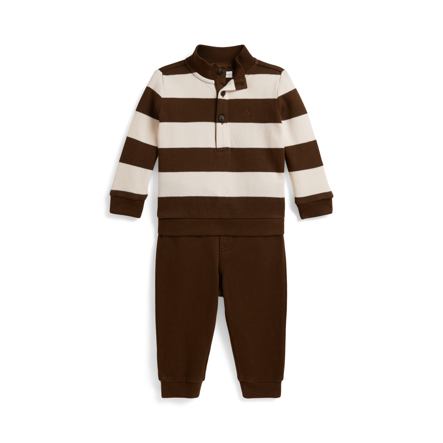 Детские комплекты Ralph Lauren Striped Estate-Rib Pullover & Pant, цвет: Шоколадный разноцветный — фото 2