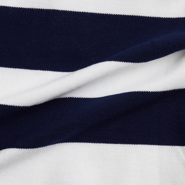 Striped Cotton Mesh Polo Shirt