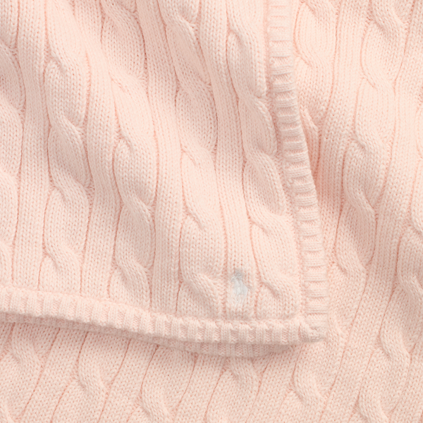 Kabelgebreide katoenen babydeken Baby Boy in Morning pink 2