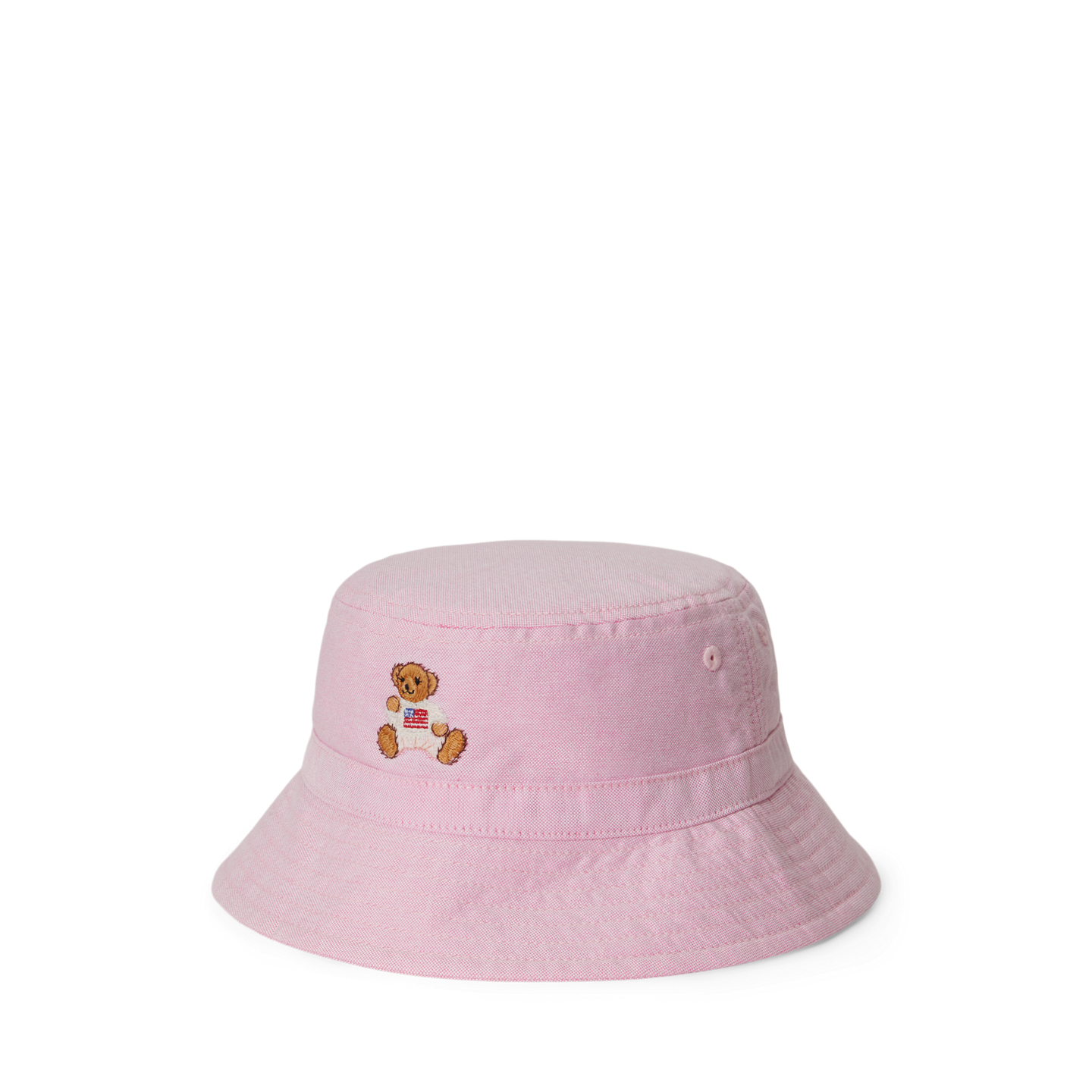 Детская панама Ralph Lauren Polo Bear Cotton Oxford Bucket Hat, цвет: Розовый — фото 1