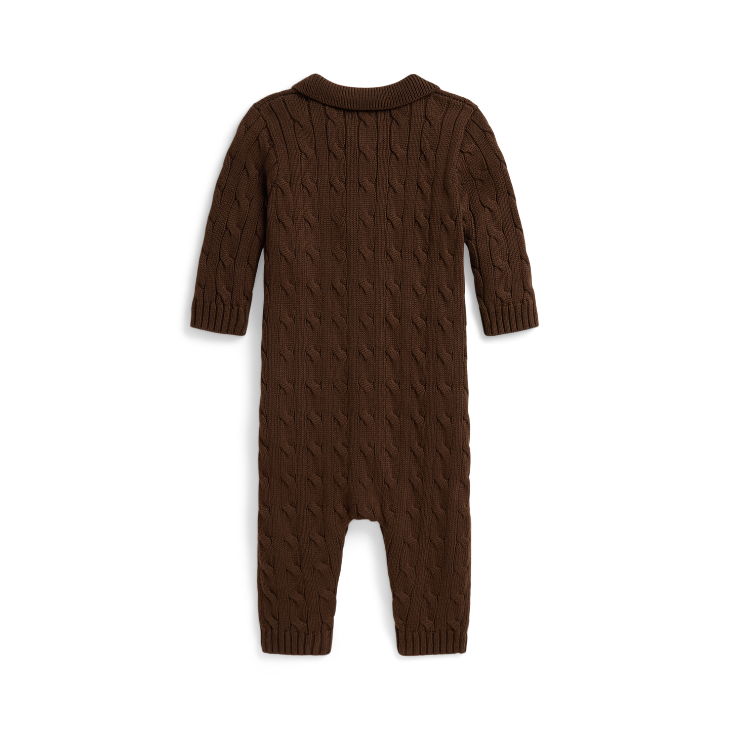 Детский комбинезон Ralph Lauren Cable-Knit Cotton Polo Coverall, цвет: Шоколадный — фото 1