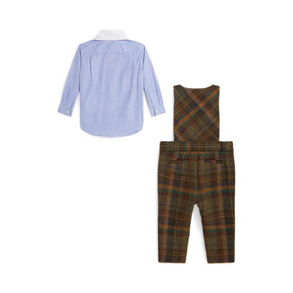 Duck-Embroidered Shirt & Plaid Overall