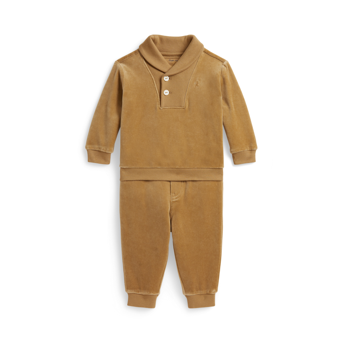 Детские комплекты Ralph Lauren Velour Pullover & Jogger Pant, цвет: Верблюжий — фото 2