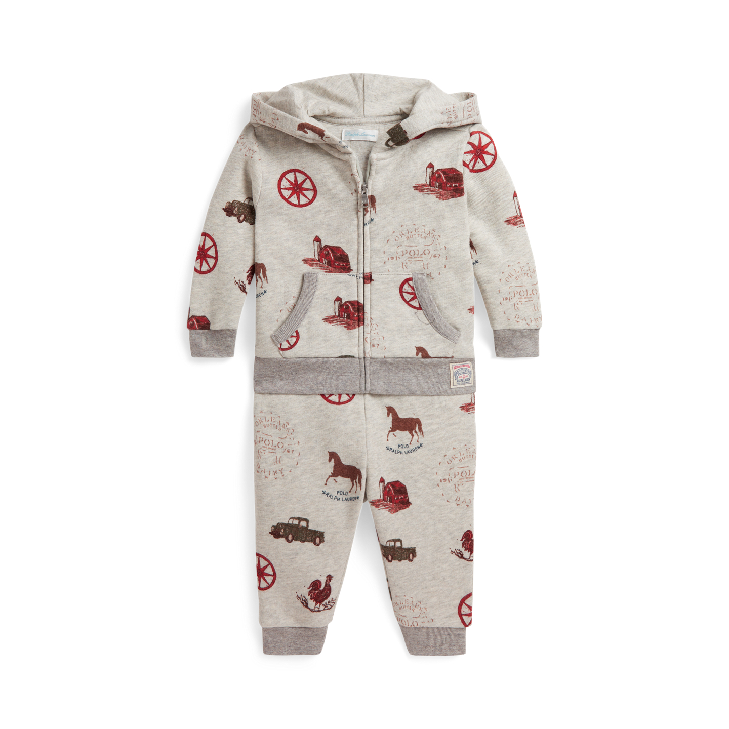 Детские комплекты Ralph Lauren Farm-Print Fleece Hoodie & Jogger Pant, цвет: С принтом — фото 2