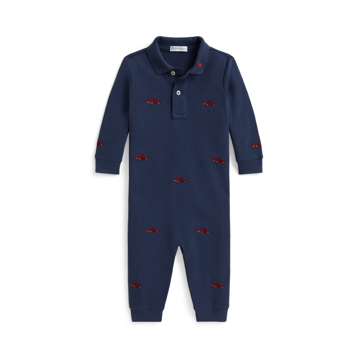 Детский комбинезон Ralph Lauren Truck-Embroidered Cotton Polo Coverall, цвет: Тёмно-синий — фото 2