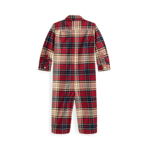 Детский комбинезон Ralph Lauren Plaid Cotton Oxford Coverall, цвет: Красный / Тёмно-синий разноцветный