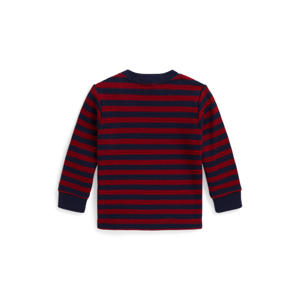 Eaton Red/Refined Navy Striped Waffle-Knit Cotton Tee Baby Boy 2
