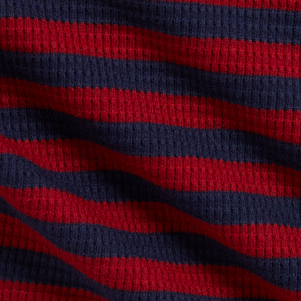 Eaton Red/Refined Navy Striped Waffle-Knit Cotton Tee Baby Boy 3